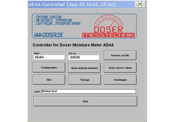 Software AD4A  zur Übertragung und Visualisierung von Messwerten